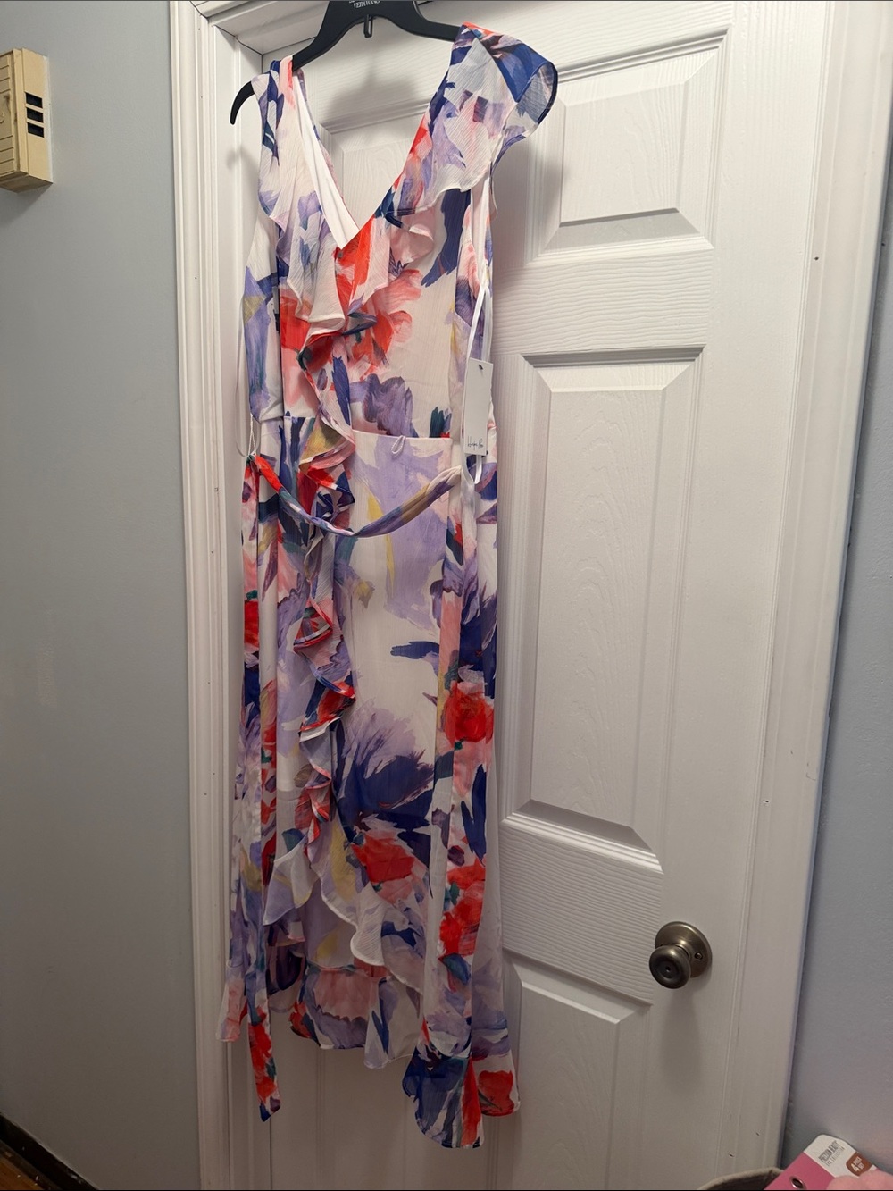 Floral Ruffle V-Neck Maxi Dress in Multi-Color